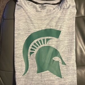 Gray T-Shirt with Green Spartan Logo